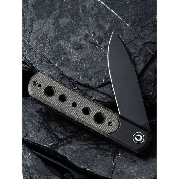 Ніж складаний туристичний Civivi Banneret, (8.8 см) Nitro-V / Stainless & Micarta чорний 66238 фото