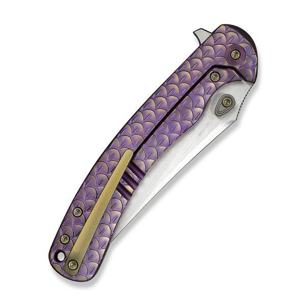 Ніж складаний туристичний Weknife Dracarys, (9.1 см) B&ouml;hler M390 / титан 6AL4V фіолетовий/золотий 74285 фото