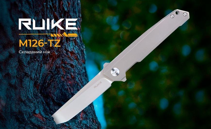 Ніж складаний туристичний Ruike M126-TZ, (9.1 см) steel 154СМ / TC4 (титан) сірий 63333 фото