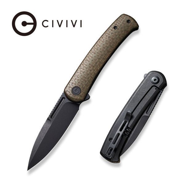 Ніж складаний туристичний Civivi Cetos, (8.8 см) 14C28N / Micarta & Stainless коричневий 67370 фото