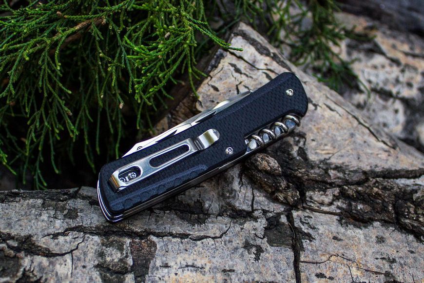Многофункциональный нож Ruike Trekker LD21-B, (8.5 см) 12C27/G10 черный, 12 инстр. 44921 фото