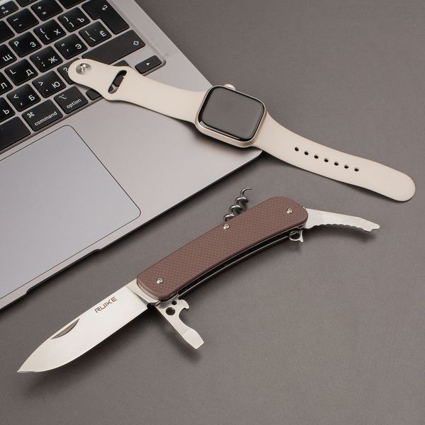 Багатофункціональний ніж Ruike Criterion L21, (8.5 см) 12C27 / G10 коричневий 12 інстр. 45694 фото