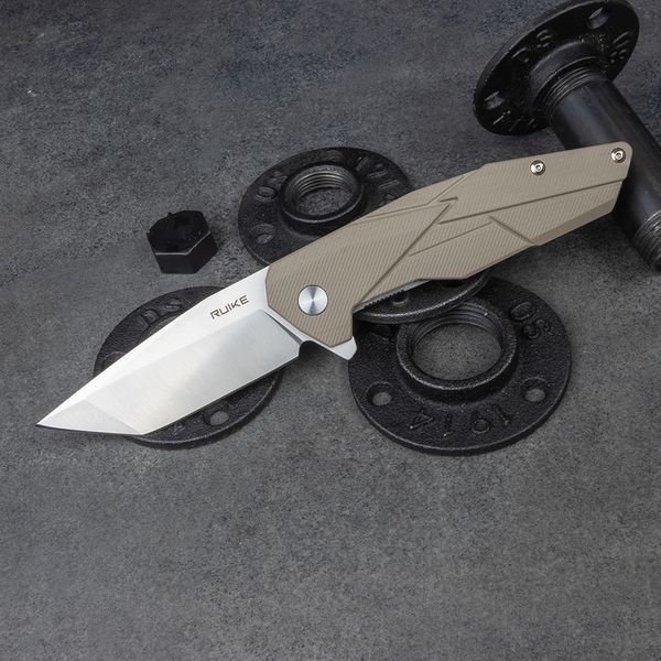 Нож складной туристический Ruike P138-W, (9 см) 14C28N/G10 бежевый 44931 фото